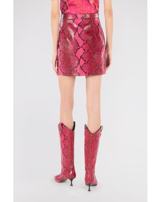 Roberto Cavalli Pink Python-Print Skirt