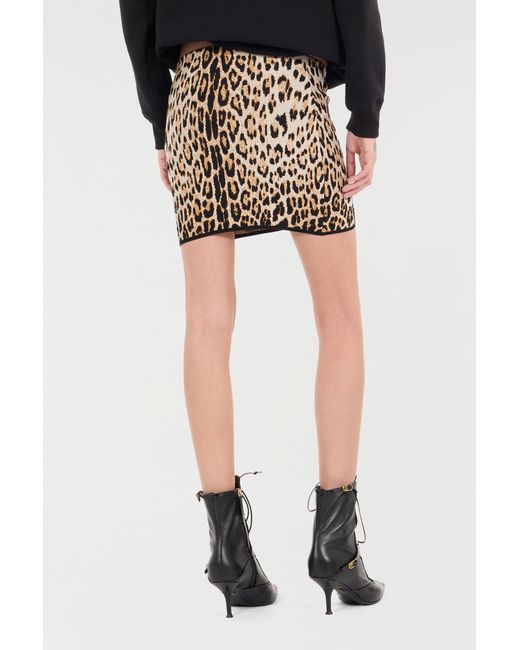 Roberto Cavalli Black Miniskirt With Jaguar Skin Print