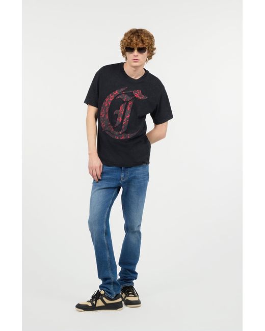 Roberto Cavalli Black T-Shirt With Jc Monogram Patch for men