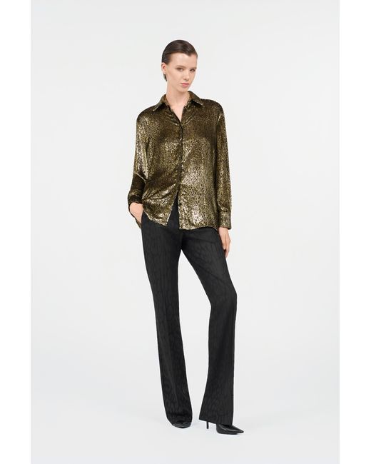 Roberto Cavalli Green Leopard Lamé Shirt