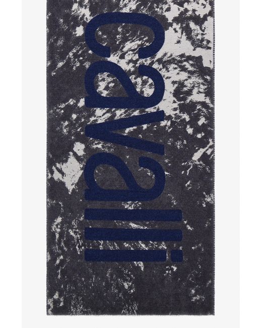 Roberto Cavalli Blue Scarf With Appaloosa Print And Logo for men