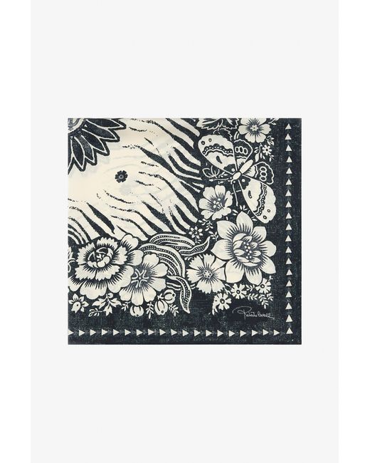Roberto Cavalli Multicolor Scarf With Zebra Pattern And Mirror Snake Monogram