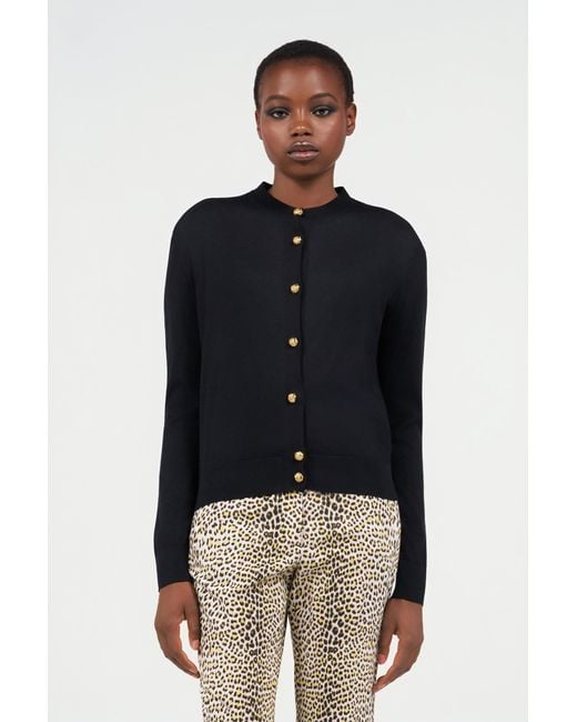 Roberto Cavalli Black Wool Cardigan