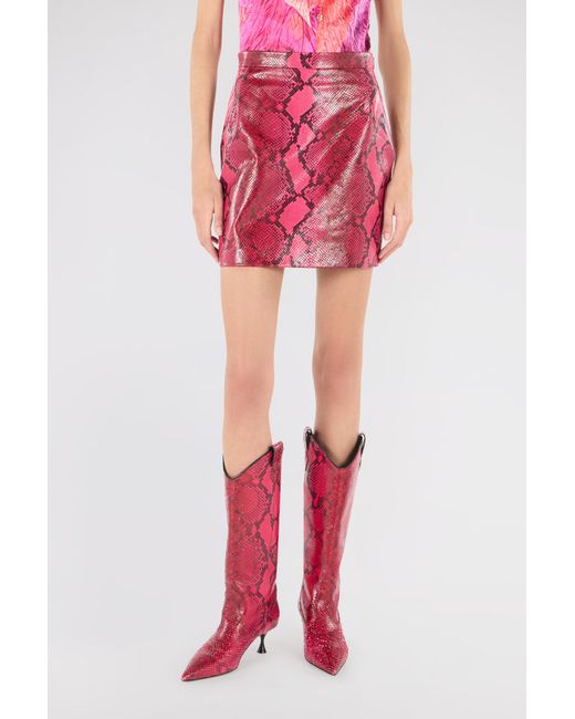 Roberto Cavalli Pink Python-Print Skirt