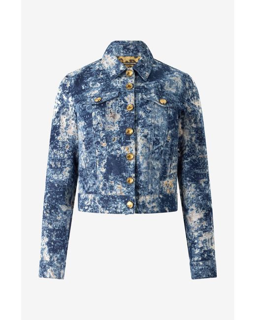 Roberto Cavalli Blue Denim Jacket With Discoloration