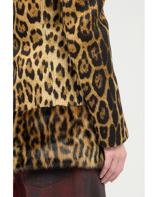 Roberto Cavalli Brown Single-Breasted Blazer With Jaguar Skin Print