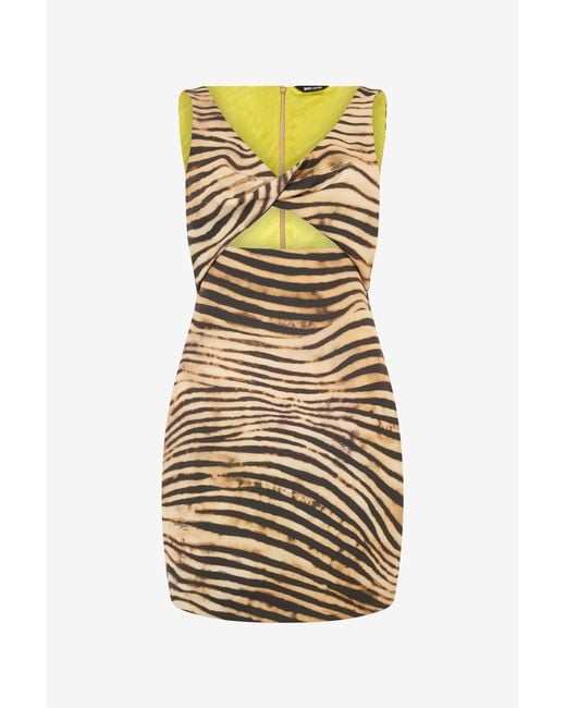 Roberto Cavalli Metallic Mini Dress With Tiger Skin Print