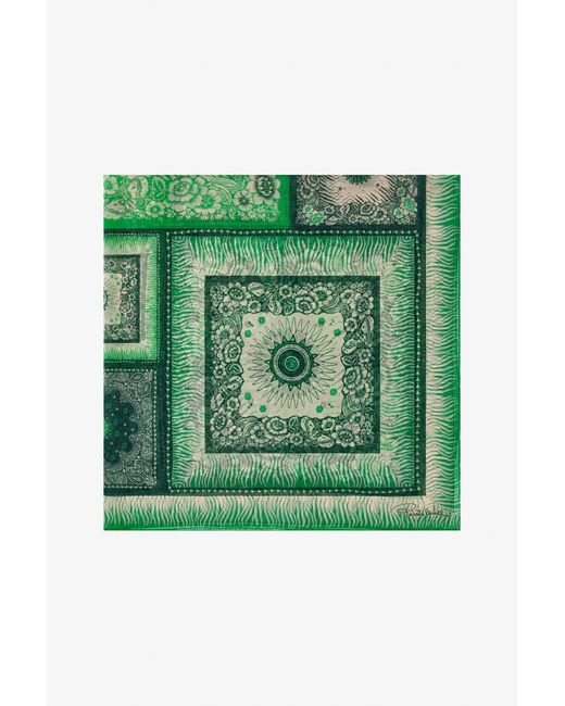Roberto Cavalli Green Schultertuch Aus Seide Mit Motiv Zebra Und Logo