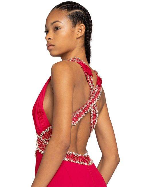 Roberto Cavalli Pink Bead-Embellished Maxi Dress