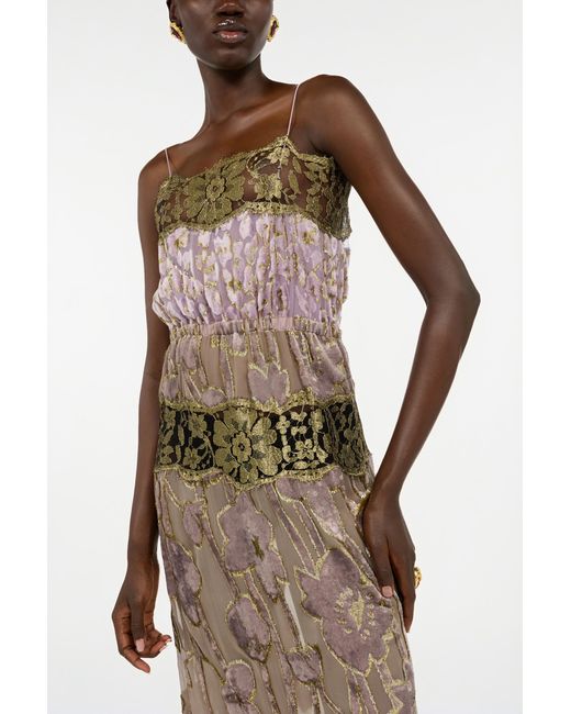 Roberto Cavalli White Nude And Lilac Dress With Floral Pattern