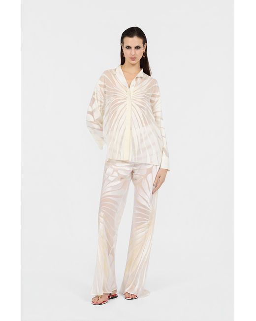 Roberto Cavalli White Trousers With Ray Devoré Print