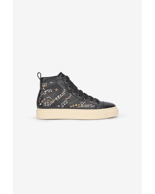 Roberto Cavalli Black High-Top Sneakers With Studs And Stones for men