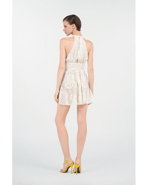 Roberto Cavalli White Mini Dress With Ornamental Motif