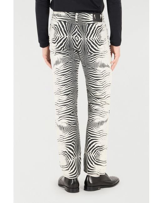 Roberto Cavalli White Pants With Tigress Print for men