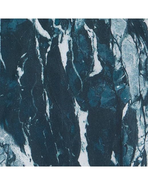 Roberto Cavalli Blue Marble-Print Bomber Jacket for men