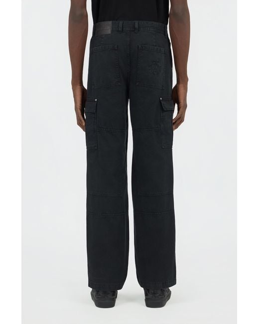 Roberto Cavalli Black Cotton Cargo Trousers for men