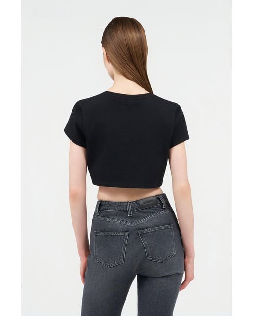 Roberto Cavalli Black Cotton Crop Top With Tigers