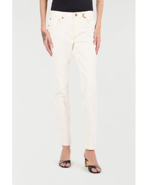Roberto Cavalli White Hose Mit Print Python Und Charm
