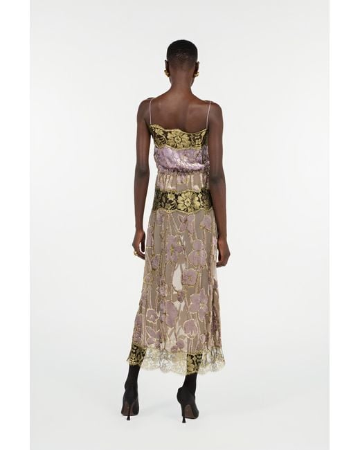 Roberto Cavalli White Nude And Lilac Dress With Floral Pattern