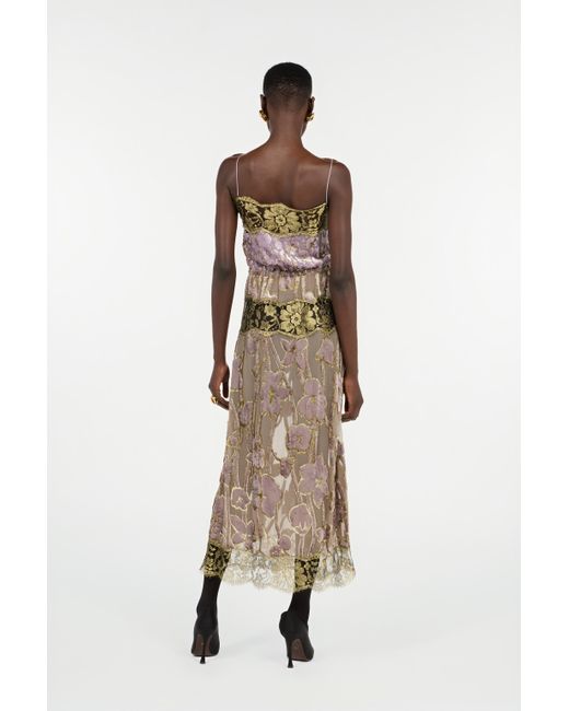 Roberto Cavalli White Nude And Lilac Dress With Floral Pattern