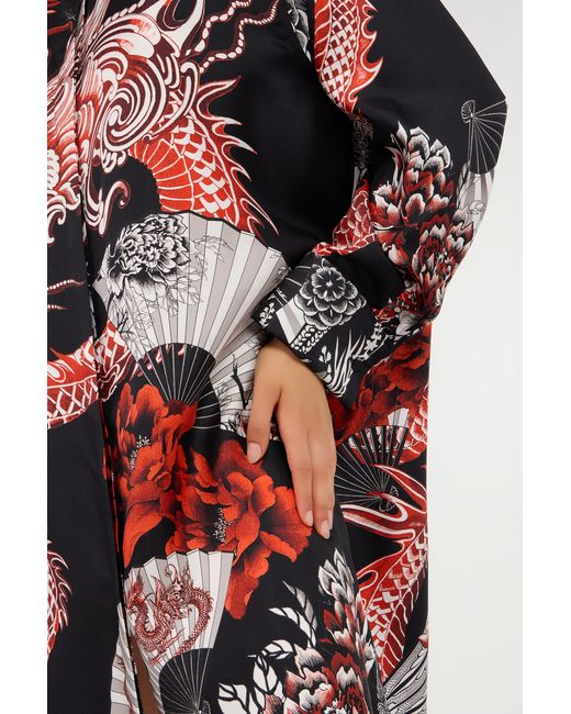 Roberto Cavalli Red Short Dress With And Dragon Print