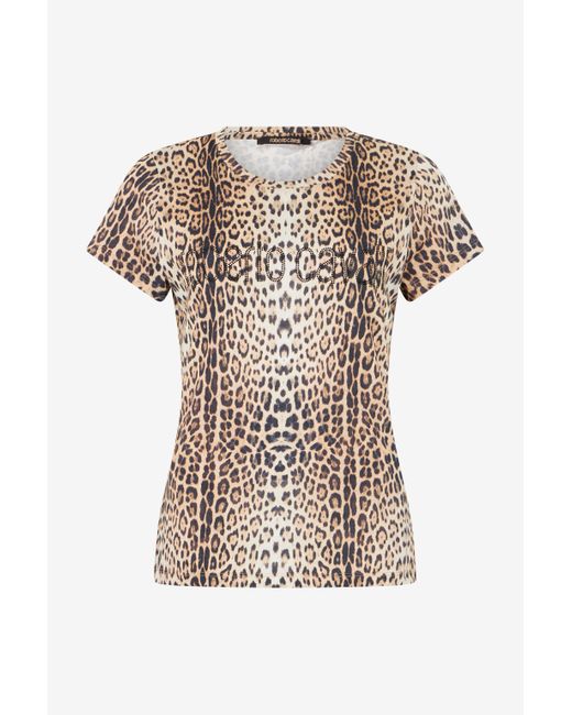 T-Shirt À Imprimé Jaguar Roberto Cavalli en coloris White