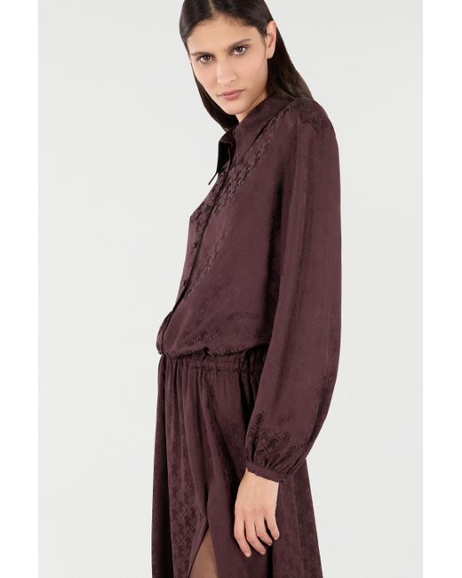 Roberto Cavalli Purple Shirt Dress With Mirror Snake Monogram