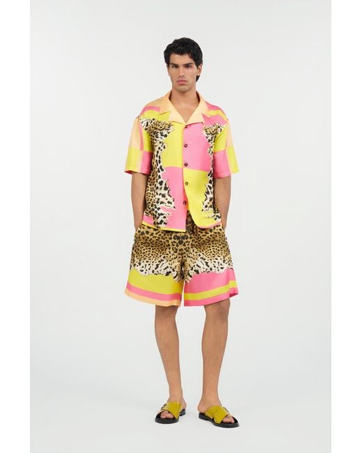 Roberto Cavalli Pink Cavalli Pop Print Silk Shirt for men