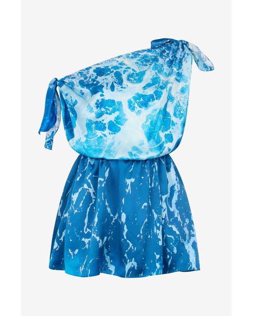 Roberto Cavalli Blue One-Shoulder Stretto Di Messina Dress