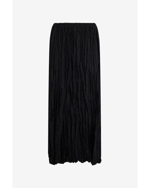 Roberto Cavalli Black Silk Midi Skirt With Monogram Rc