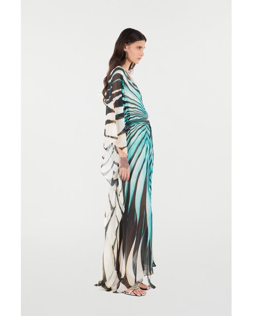 Roberto Cavalli Green Ray Of Sea Print Kaftan