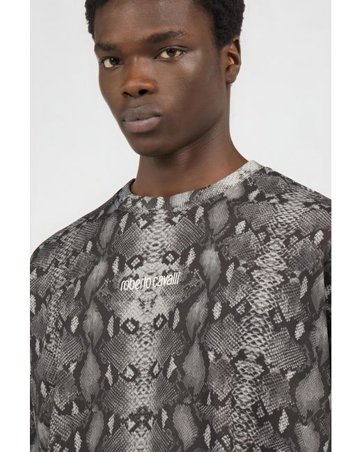 Roberto Cavalli Sweatshirt Mit Python-Print in Gray für Herren