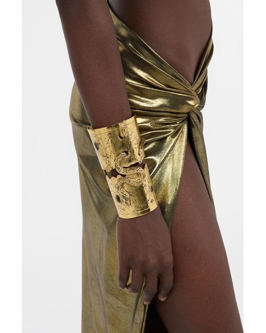 Roberto Cavalli Metallic Antiqued Cuff Bracelet With Snake