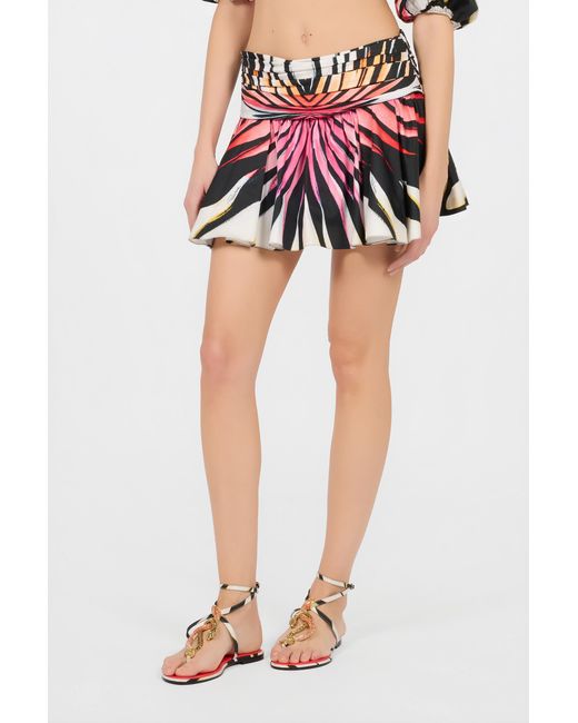 Roberto Cavalli Red Ray Of Paradise Print Mini Skirt