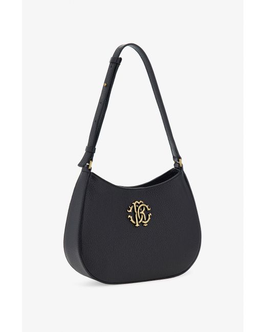Roberto Cavalli Black Shoulder Bag With Rc Monogram