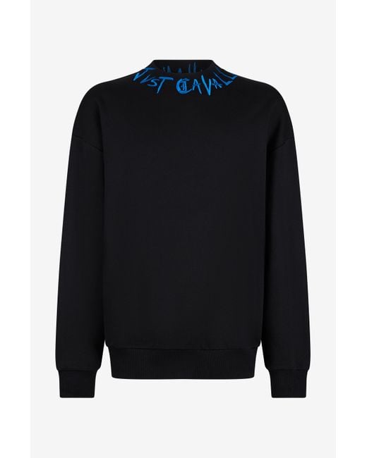 Felpa Nera Con Ricamo Logo Graffiti di Roberto Cavalli in Blue da Uomo