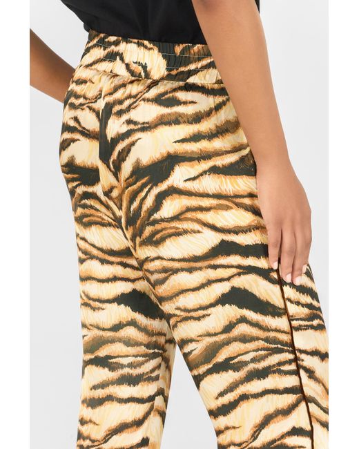 Roberto Cavalli Metallic High-Waisted Tiger-Print Trousers
