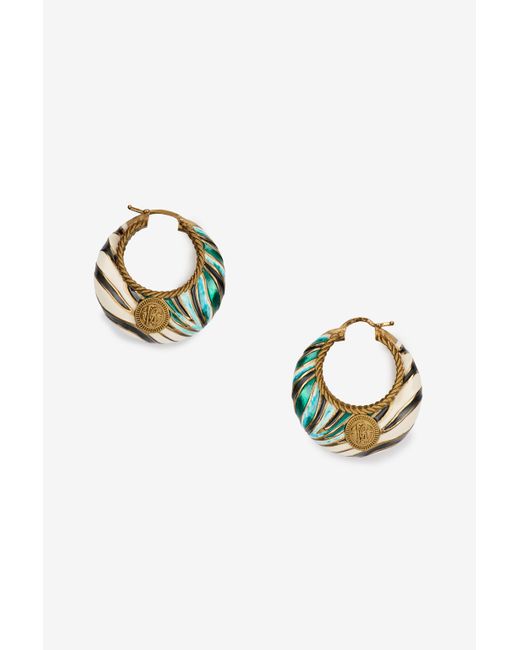Roberto Cavalli Metallic Ray Of Sea Print Hoop Earrings