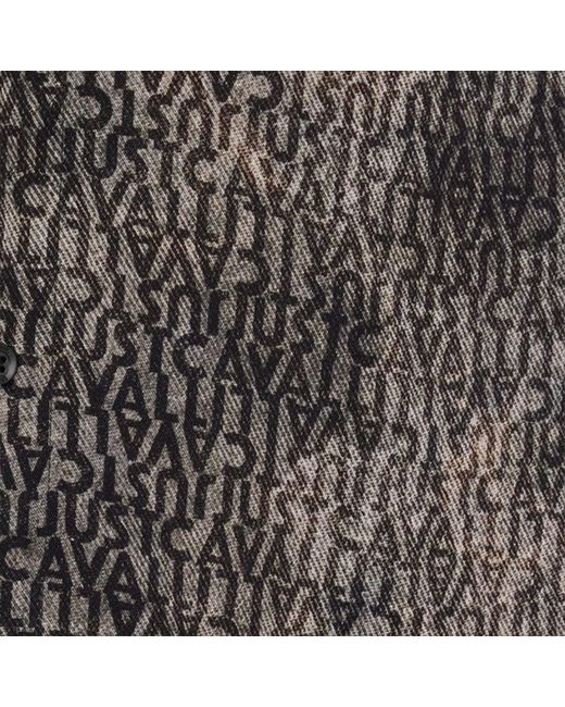 Roberto Cavalli Gray Faded Effect Shirt With All-Over Lettering for men