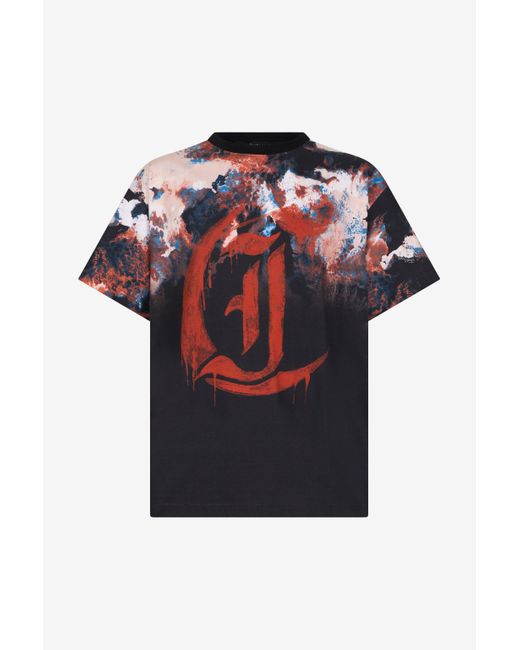 Roberto Cavalli Red Rusty Stain Print T-Shirt for men