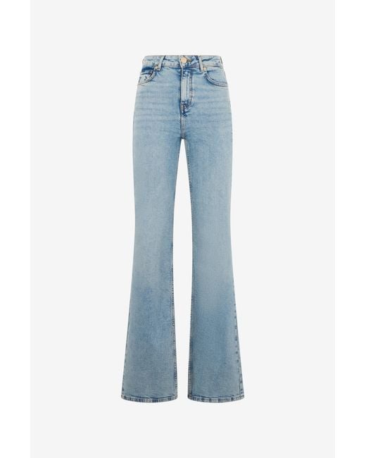 Roberto Cavalli Blue Light Flared Jeans With Monogram Rc