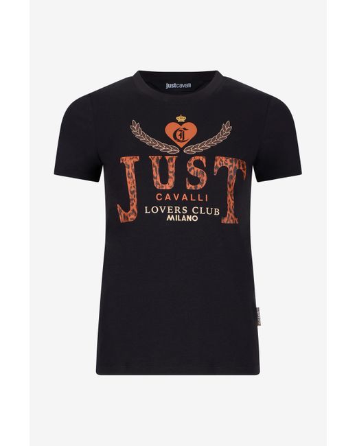 Roberto Cavalli Black Lovers Club Print T-Shirt