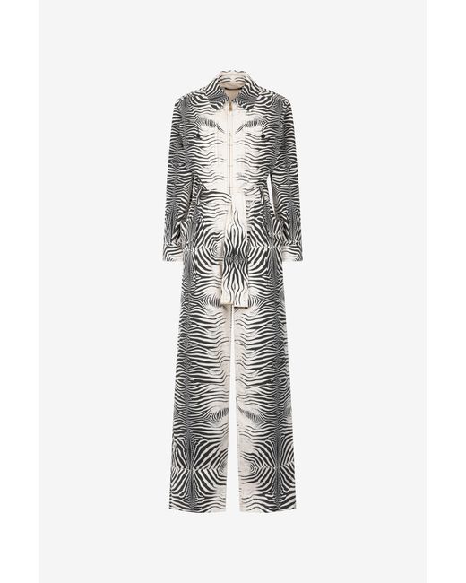 Roberto Cavalli White Zebra-Print Jumpsuit