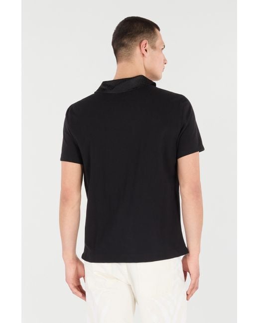Polo Con Ricamo Squame Di Serpente di Roberto Cavalli in Black da Uomo