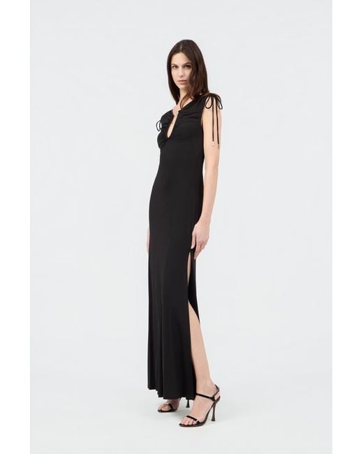Roberto Cavalli Black Maxi Dress With Mirror Snake Detail