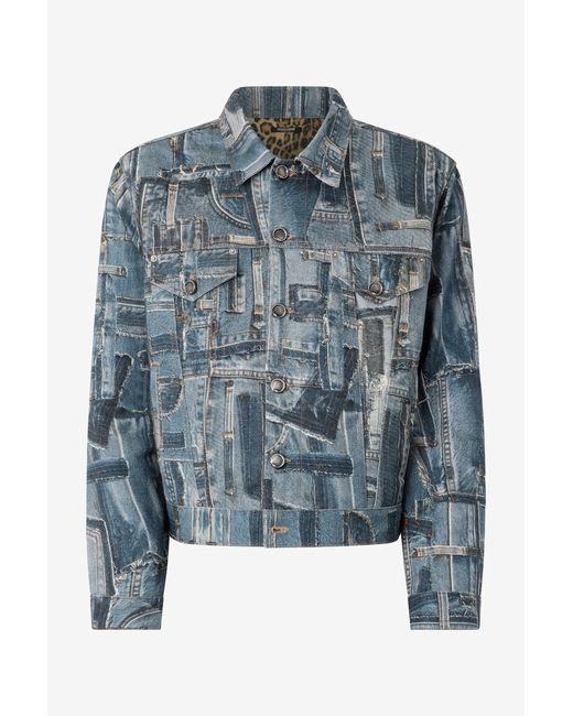 Roberto Cavalli Blue Capsule Collection Patchwork Denim Jacket for men