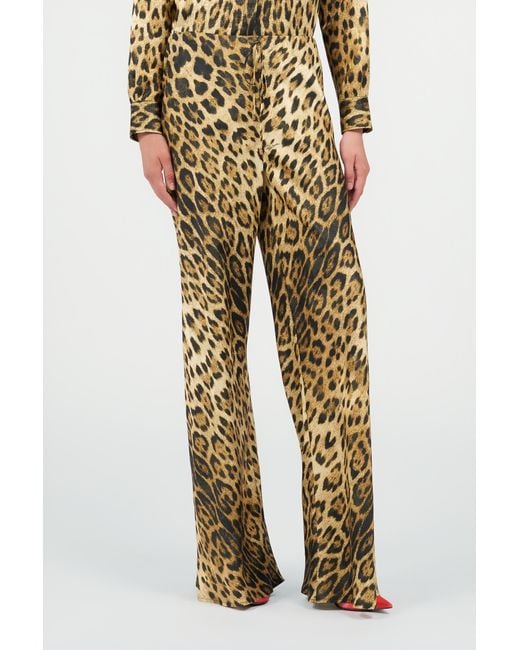 Roberto Cavalli Multicolor Leopard Print Palazzo Pants