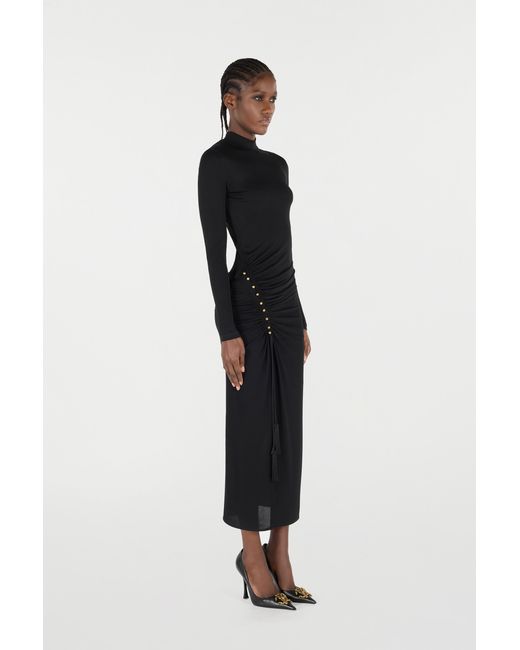 Roberto Cavalli Black Long Dress With Ruffle Detail
