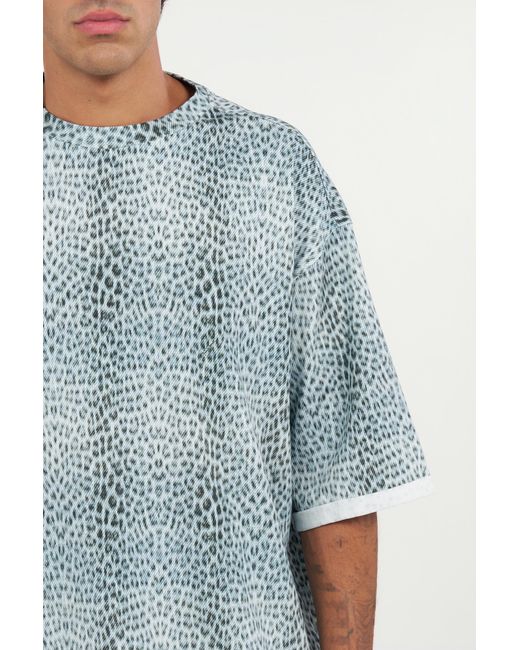 Roberto Cavalli Blue Oversized T-Shirt With Baby Jaguar Print for men