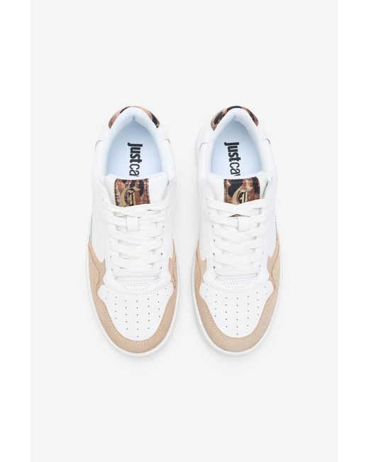 Roberto Cavalli White Leather Sneakers